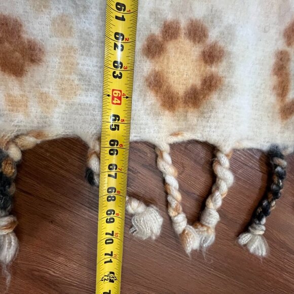 Free People Kaleidoscope Blanket Scarf Ivory Combo Braided Fringe - Picture 11 of 11